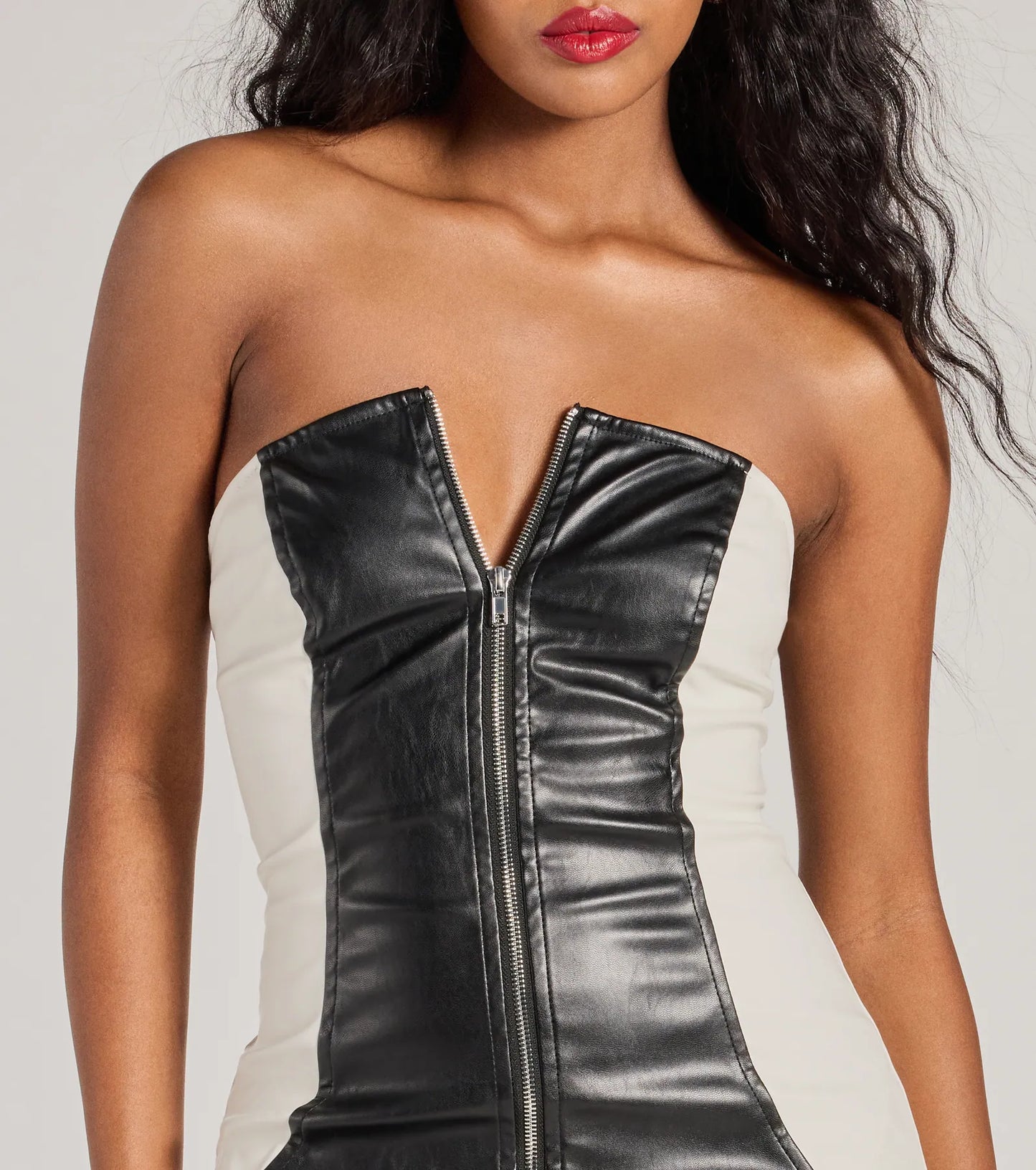 Revved Up Racer Faux Leather Mini Dress