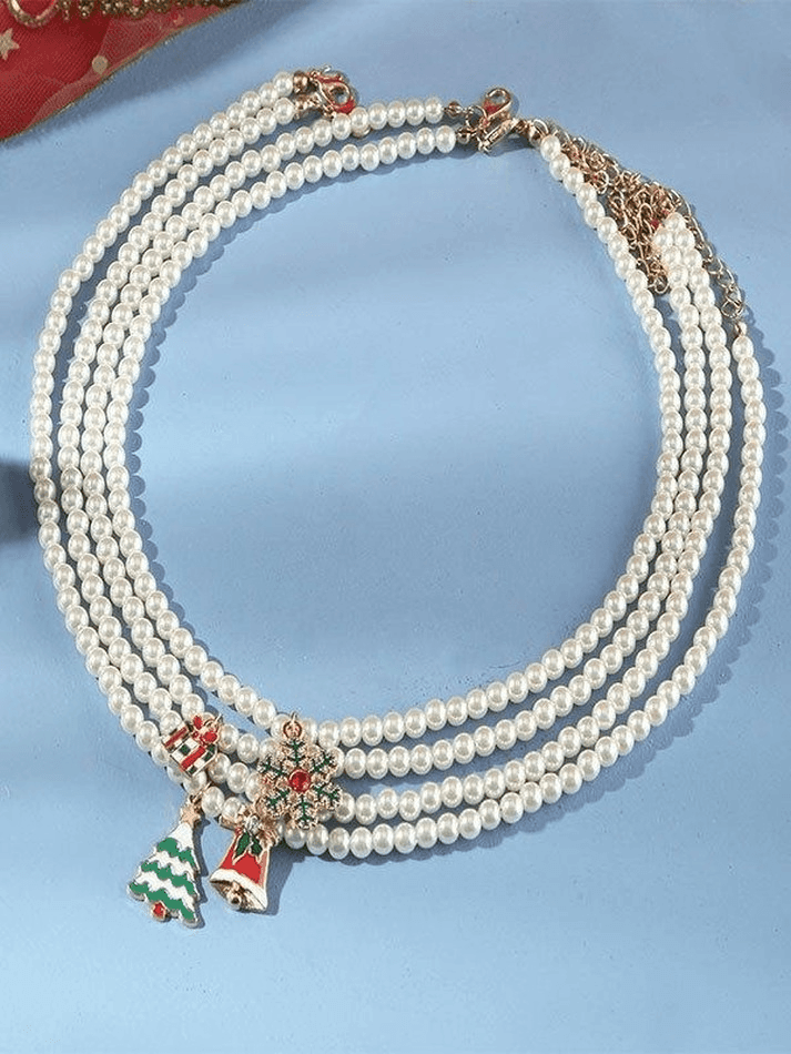 Faux Pearl Christmas Necklace