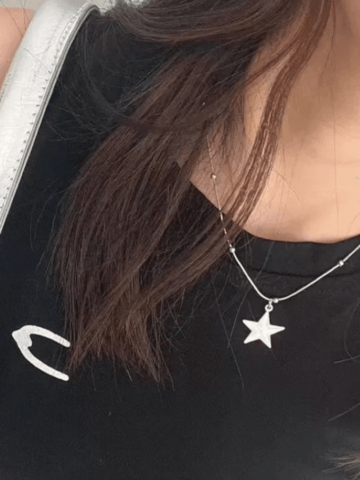Vintage punk star necklace in silver