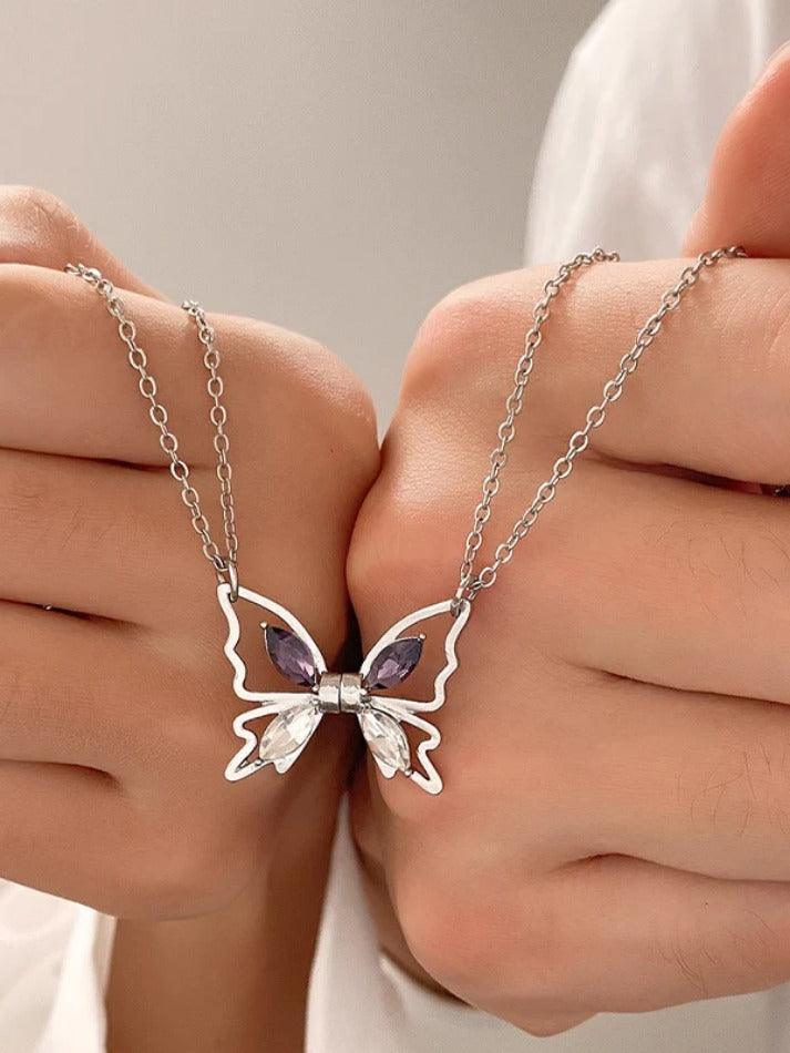 Magnetic Shimmer Butterfly Pendant Necklace
