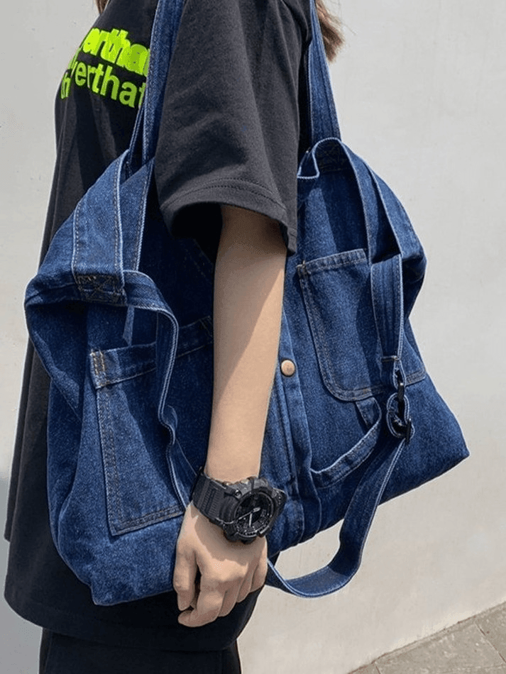 Large vintage denim tote bag