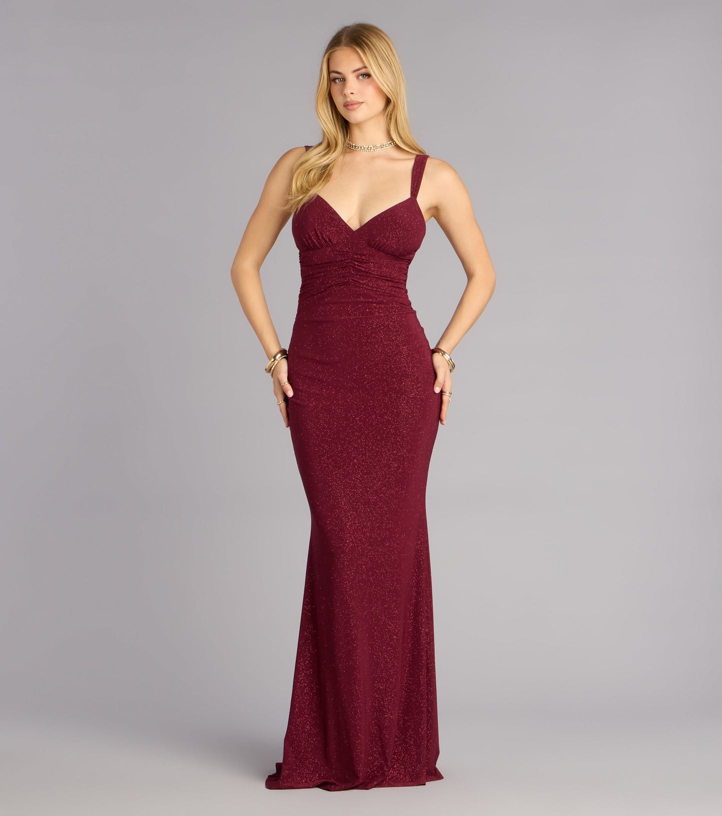 Bailey Glitter Low Back Mermaid Formal Dress