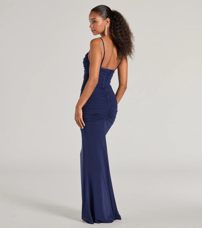 Julane Cowl Neck Ruched Column Dress
