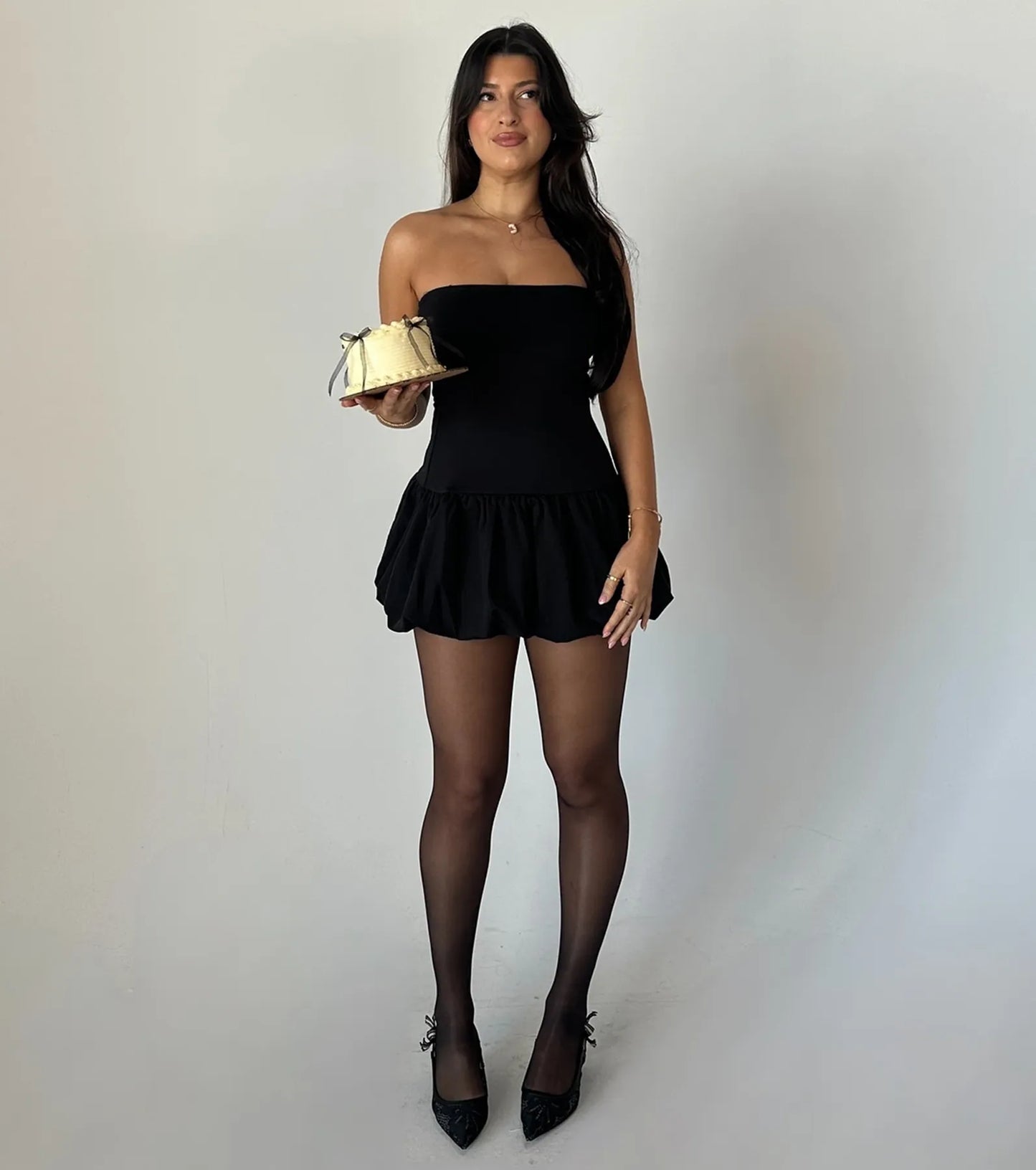Adorable Moment Drop Waist Bubble Hem Mini Dress