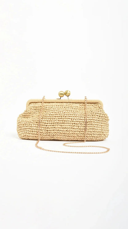 Clip Top Elongated Clutch - Natural