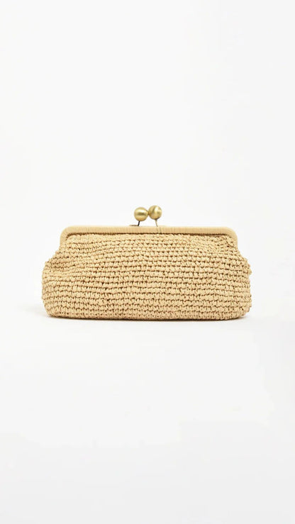 Clip Top Elongated Clutch - Natural