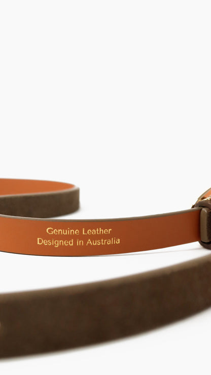 Celina Organic Buckle Belt - Olive Genuine Leather