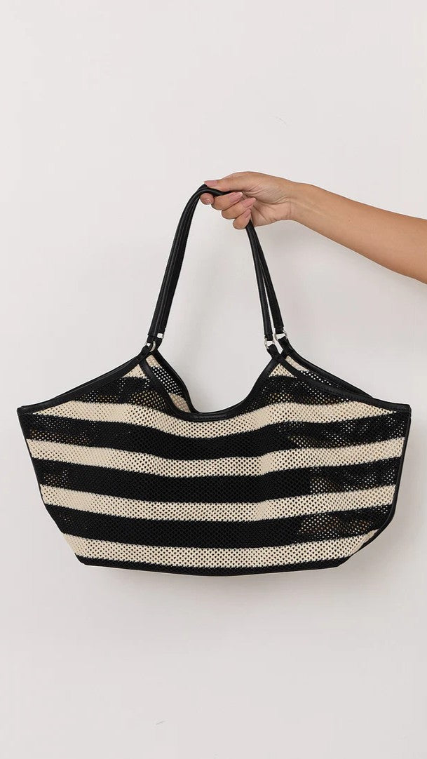 Sporty Weave Tote - Black/Natural