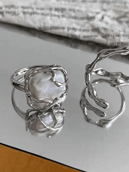 Irregular geometric cuff ring