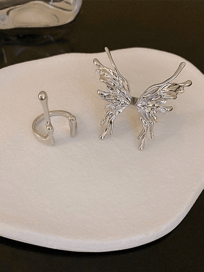 Grunge butterfly cuff ring