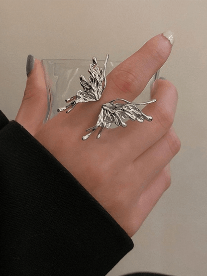 Grunge butterfly cuff ring