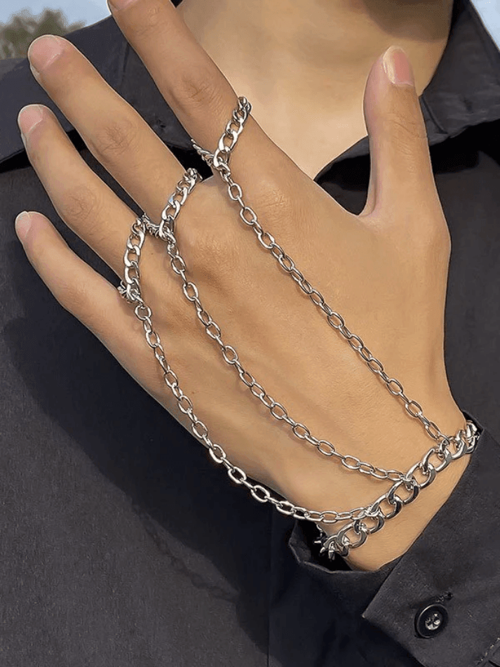 Men s Chain Detail Mitten Ring