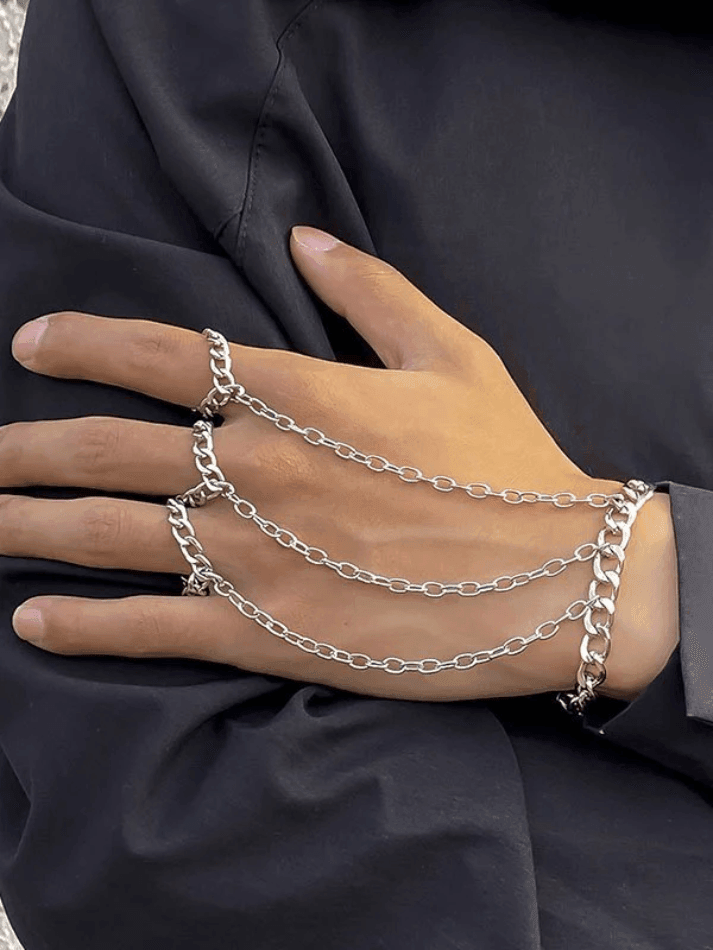 Men s Chain Detail Mitten Ring
