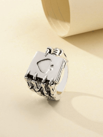 Skeleton hand poker ring
