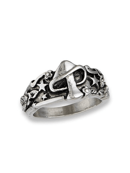 Vintage mushroom star relief ring