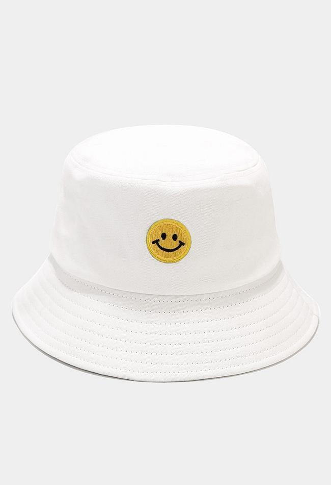 Smiley patched bucket hat
