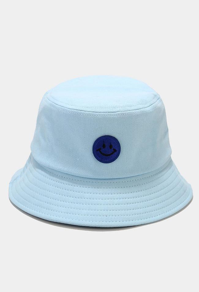 Smiley patched bucket hat