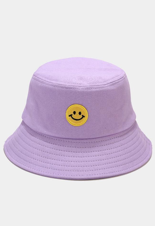 Smiley patched bucket hat