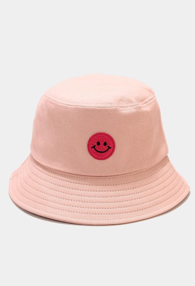 Smiley patched bucket hat