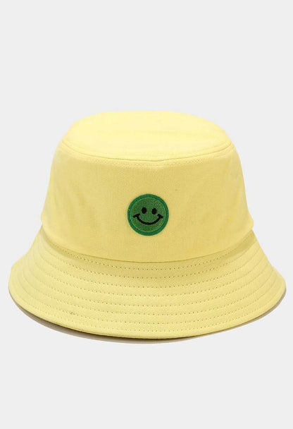 Smiley patched bucket hat