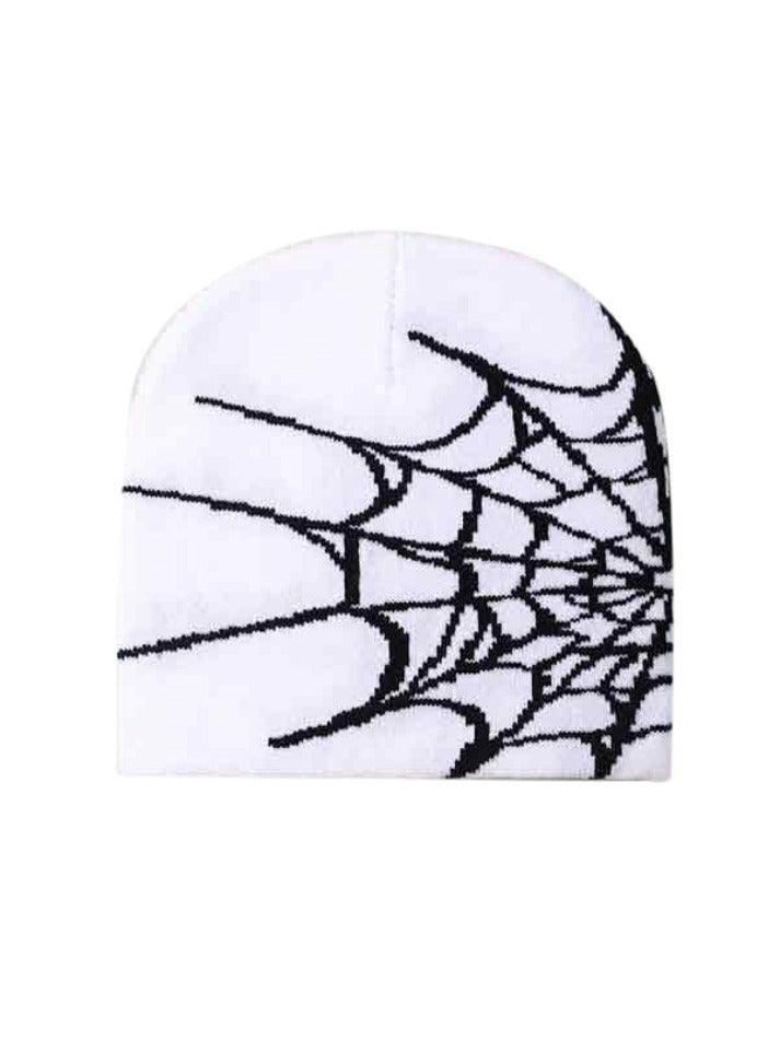 Spider web print beanie