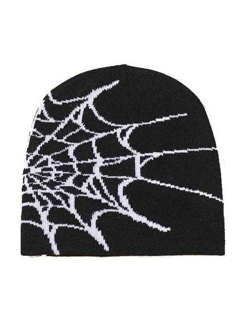 Spider web print beanie