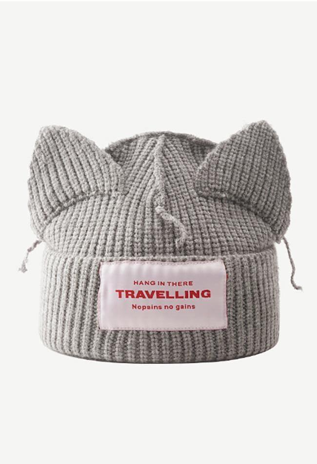 cute ears beanie with logo