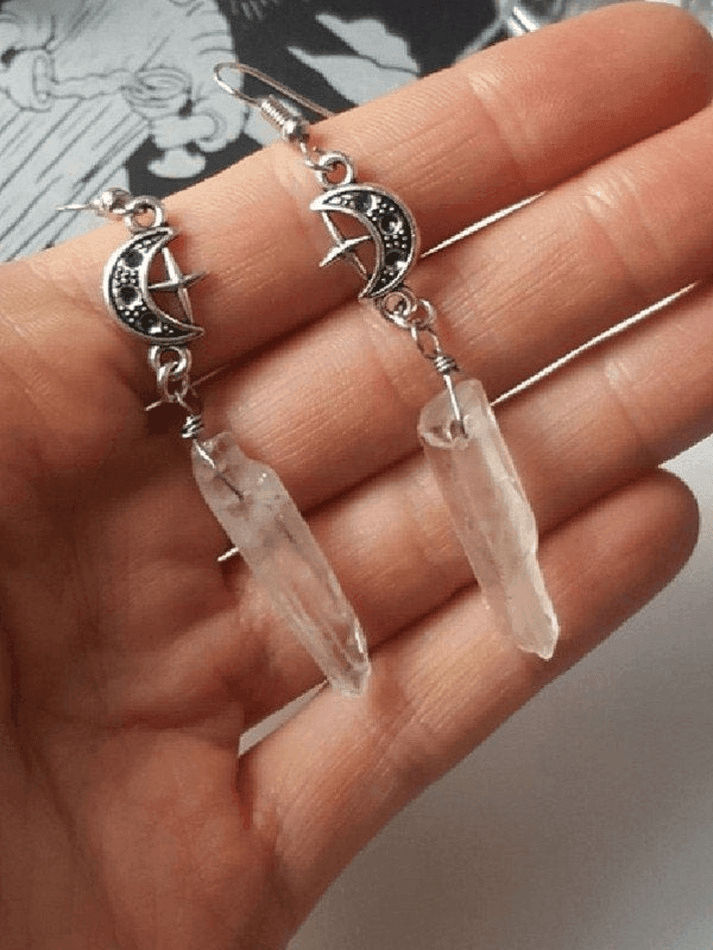 Gothic Crescent Geometric Drop Earring