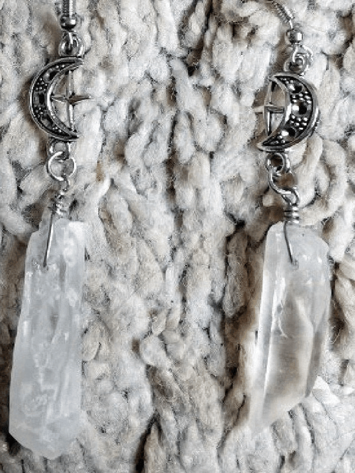 Gothic Crescent Geometric Drop Earring