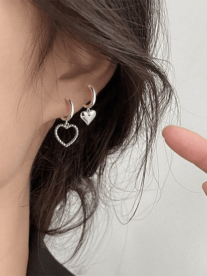 Irregular heart pendant hoop earring