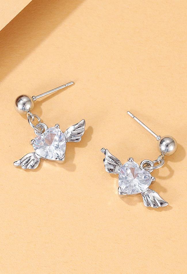 Vintage Rhinestone Cherub Wing Earrings