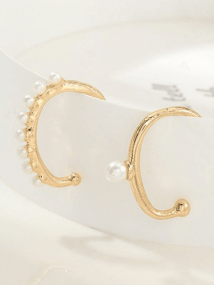 Faux Pearl Decor Cuff Earrings 2pcs