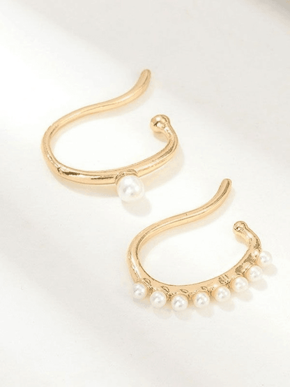 Faux Pearl Decor Cuff Earrings 2pcs
