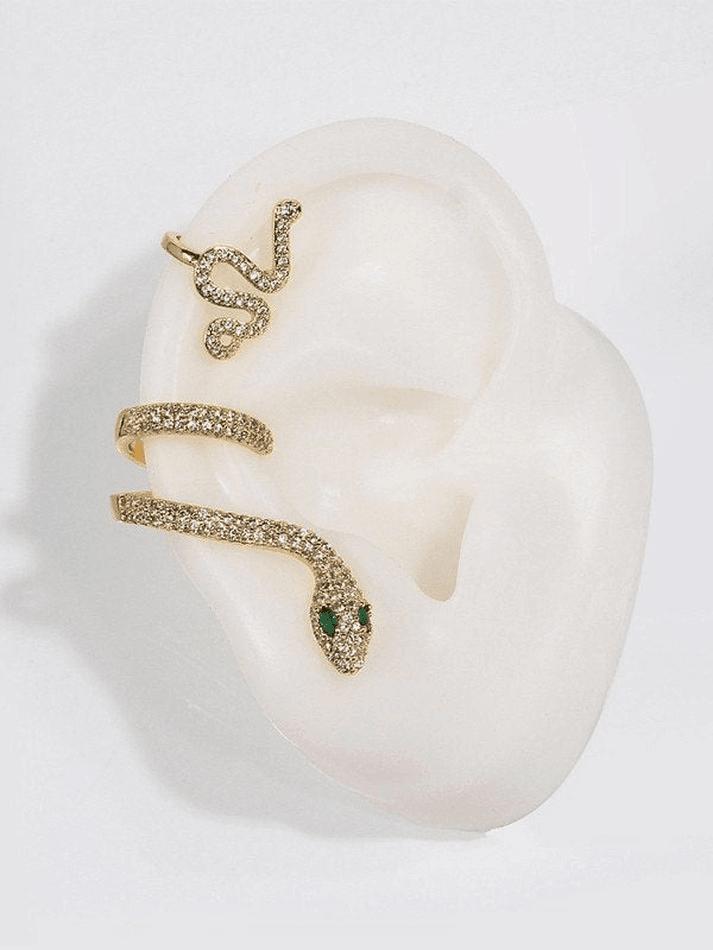 Snake Pattern and Rhinestone Earrings