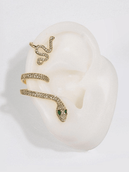Snake Pattern and Rhinestone Earrings