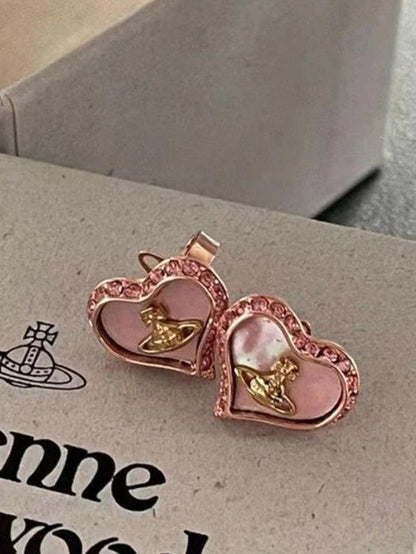 Cosmos rhinestone heart earrings