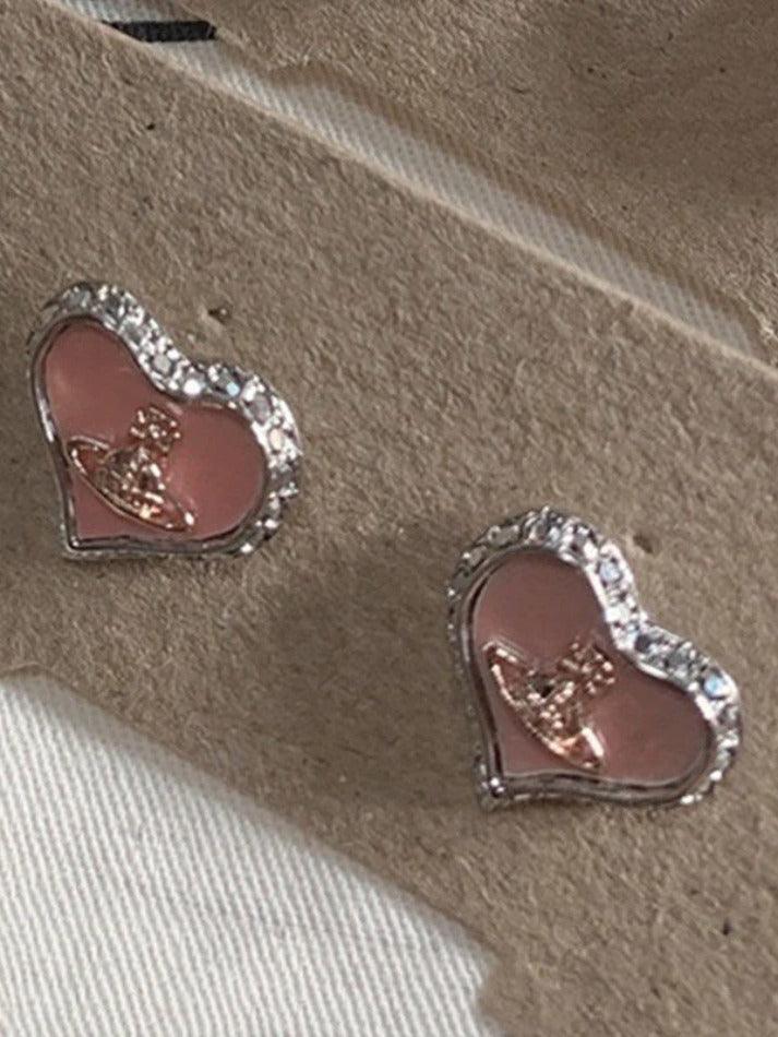 Cosmos rhinestone heart earrings
