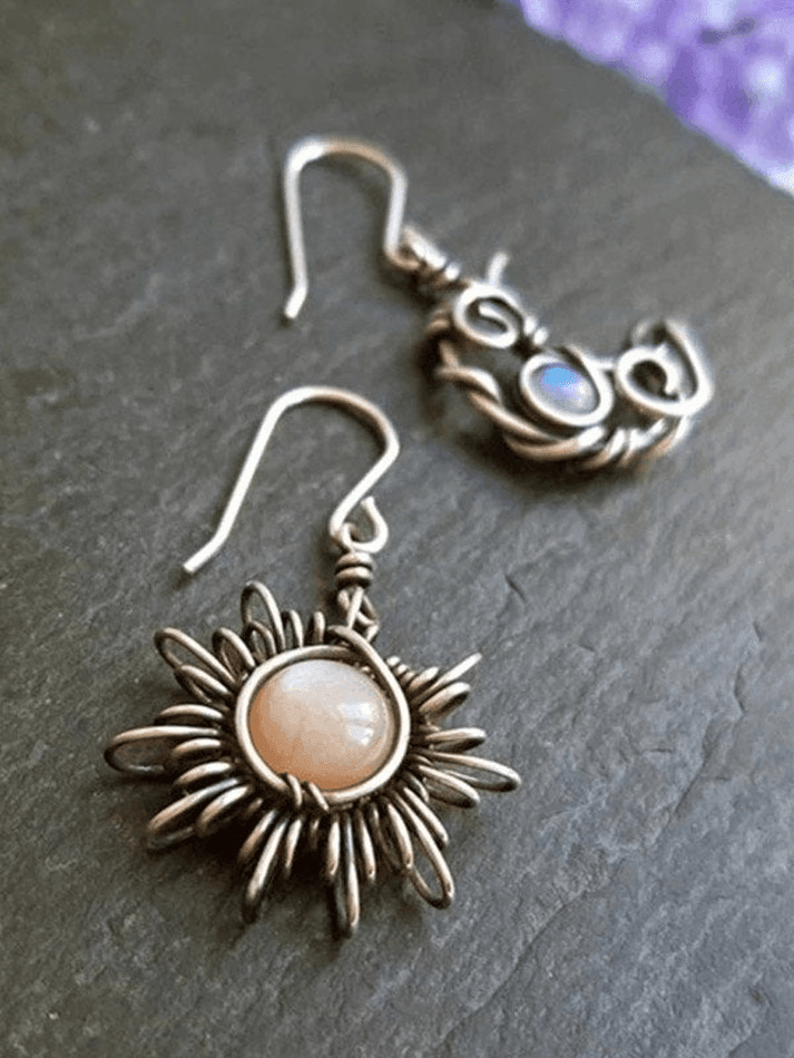 Boho Sun Moon Dangle Earrings