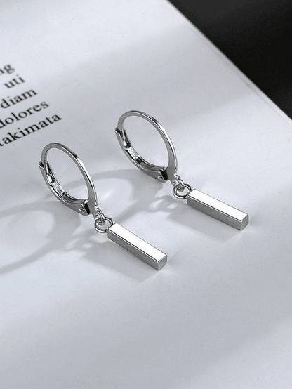 Silver geometric dangling earrings