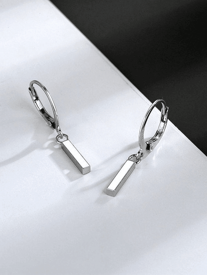 Silver geometric dangling earrings
