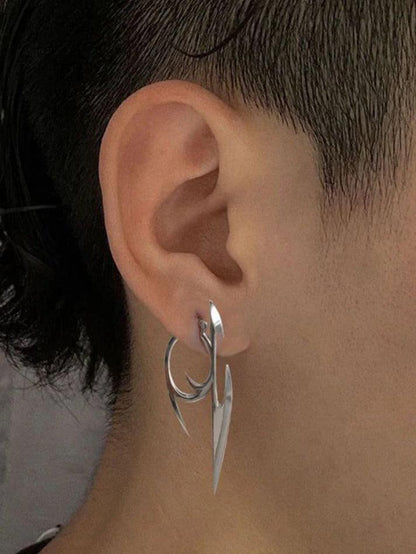 Silver punk character earrings