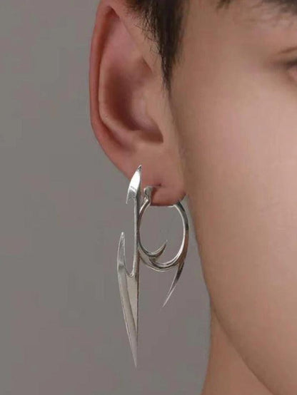 Silver punk character earrings