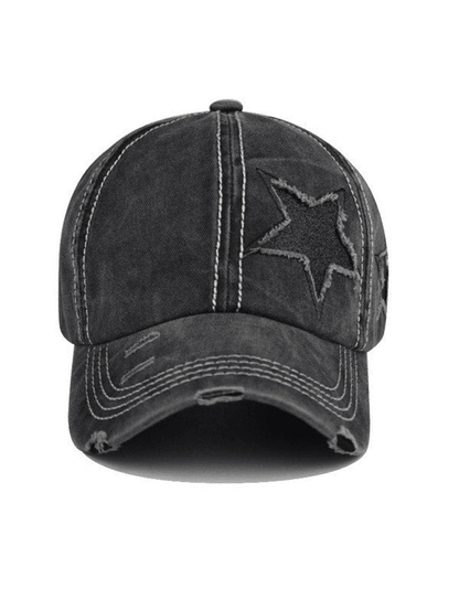 Distressed Washed Sequin Star Baseball Cap