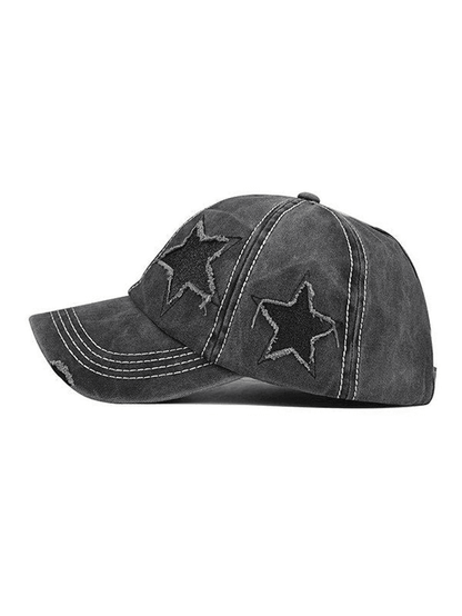 Distressed Washed Sequin Star Baseball Cap