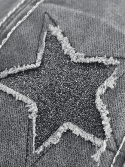Distressed Washed Sequin Star Baseball Cap