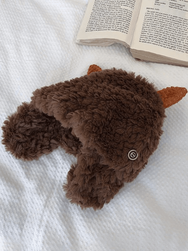 Warm fluffy lambskin trapper hat