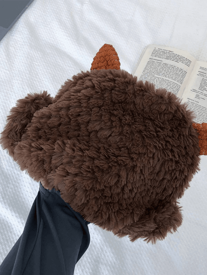 Warm fluffy lambskin trapper hat