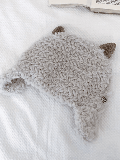Warm fluffy lambskin trapper hat
