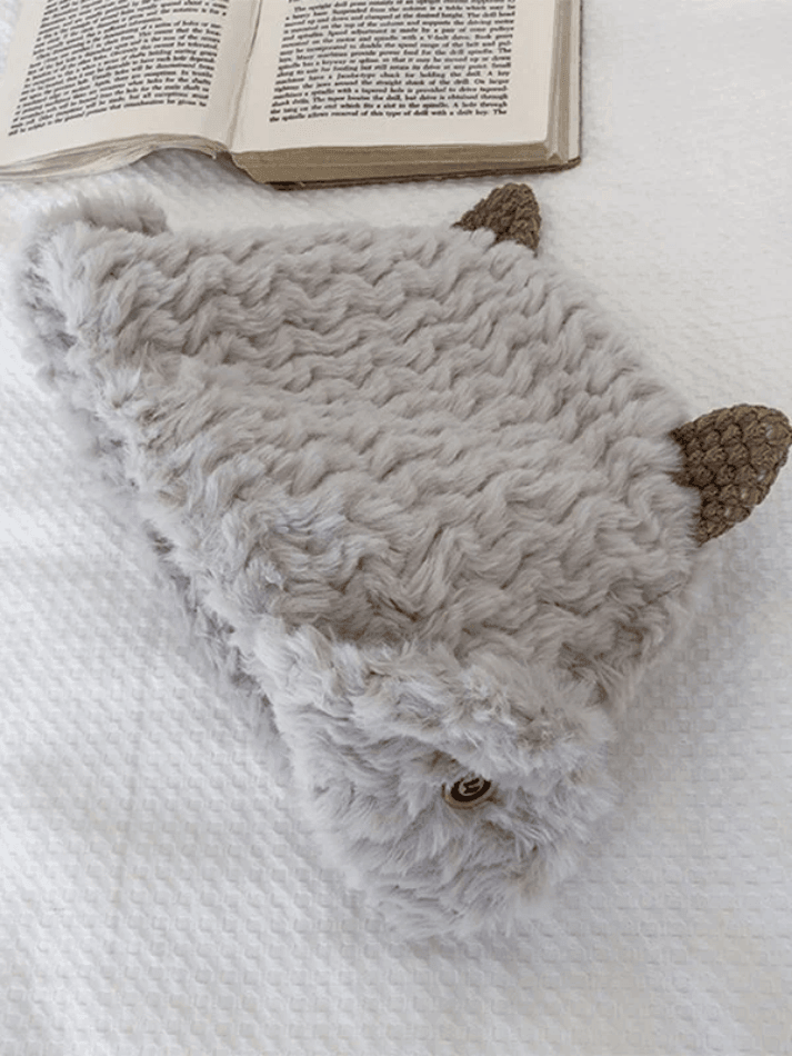 Warm fluffy lambskin trapper hat