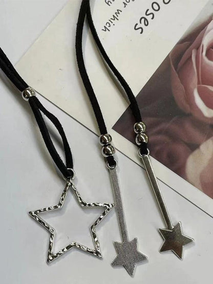 Designer Velvet Cut Out Star Pendant Necklace